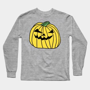 Big Yellow Halloween Horror Pumpkin Long Sleeve T-Shirt